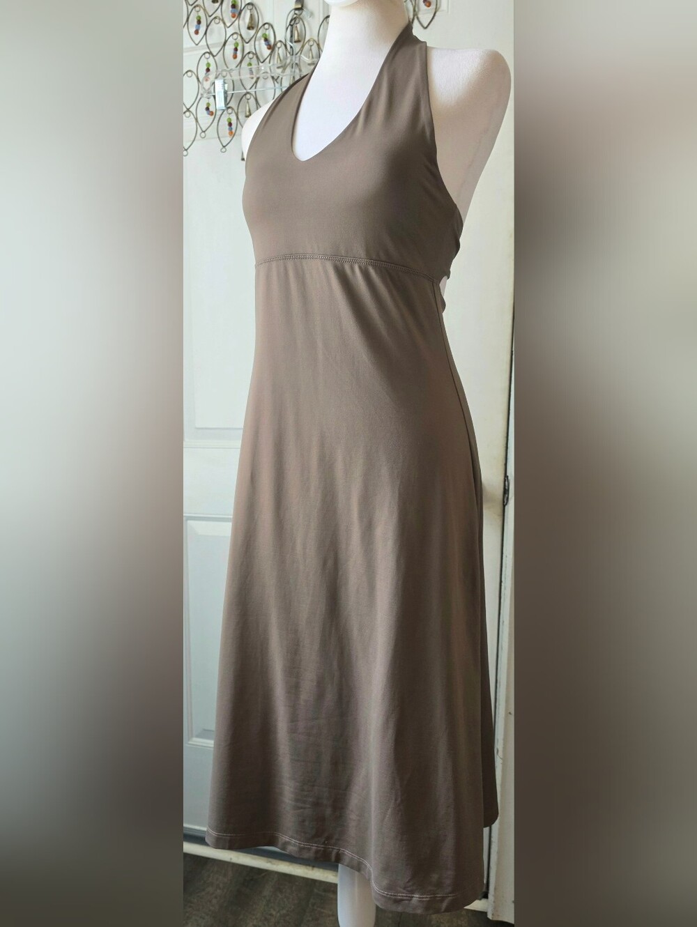 Patagonia Morning Glory Halter Midi Dress Womens S Earthenware Brown Stretchy